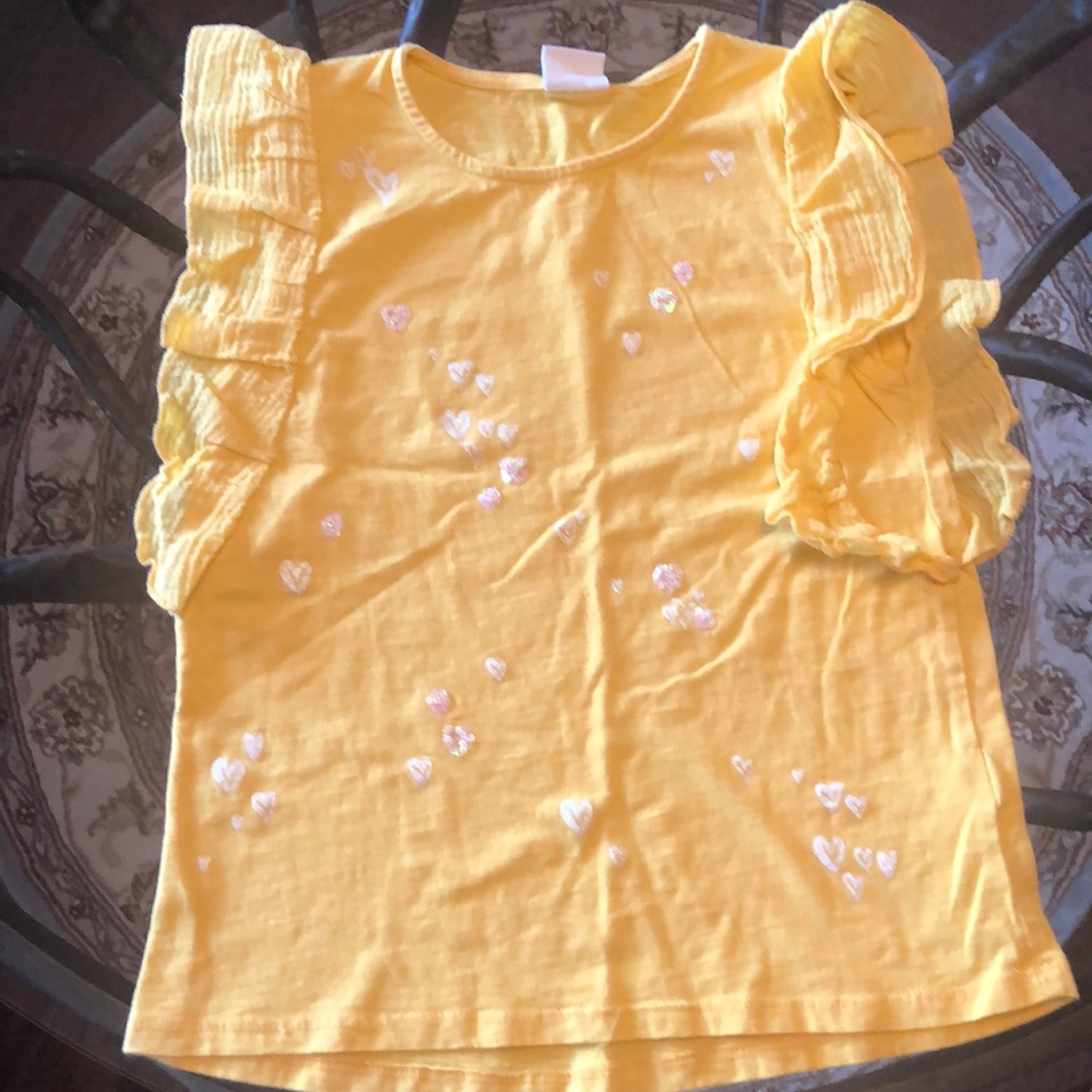 Zara Golden Yellow Glittered Hearts Tank Top
